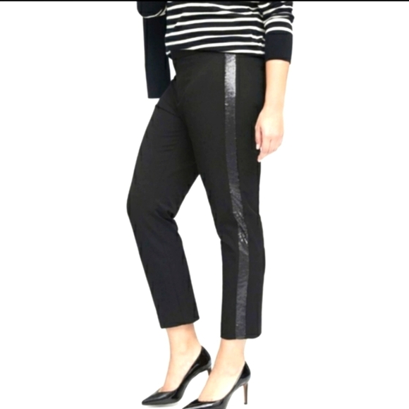 Banana Republic Pants - NEW Banana Republic Sloan Ponte Knit Sequin Stripe Sides Luxury Pants Womens